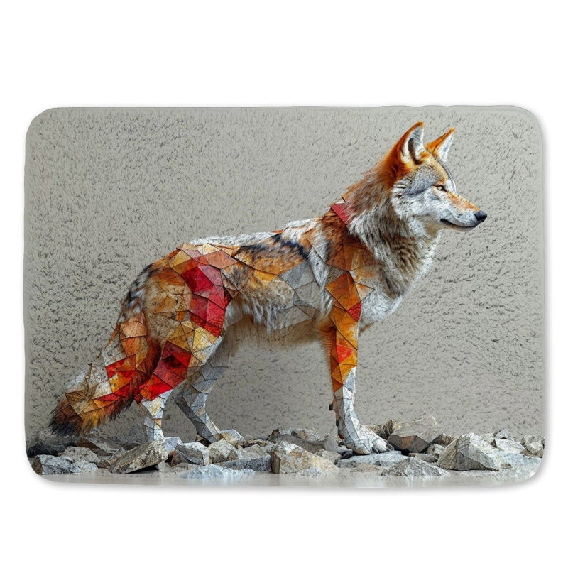 Tapis de bain loup animaux forme géométrique, L 17 po x L 24 po