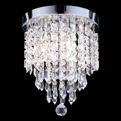 3-light Crystal Chandelier Ceiling Fixture Pendant For Living Room Ul Listed