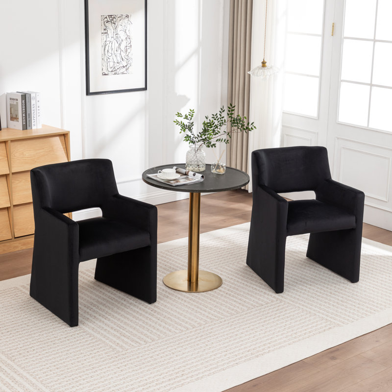 Chaise rembourrée en velours Hambrook, Noir