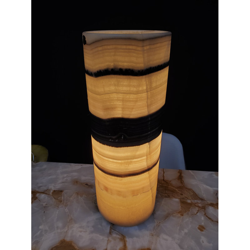 Lampe onyx rayée jaune, noire et brune