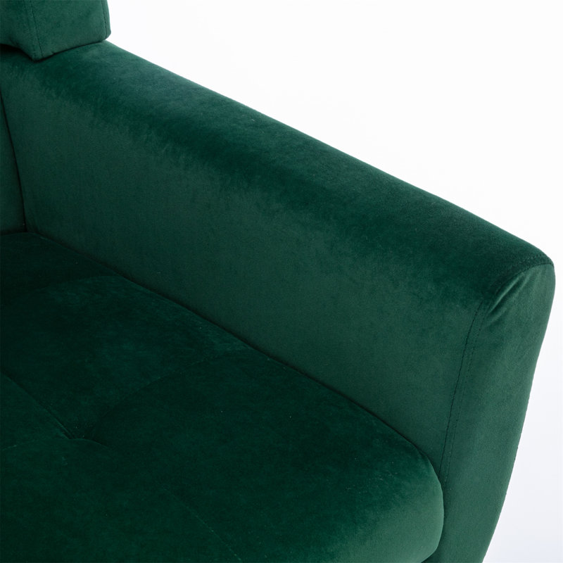 Tufted Upholstered Wide Back Armchair（Set of 2）, Dark Green Velvet