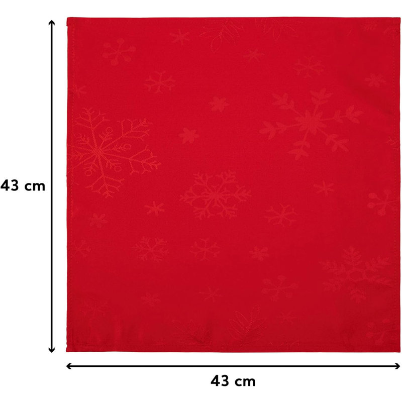 Amissa Polyester Blizzard Snowflake Square Napkin, Red