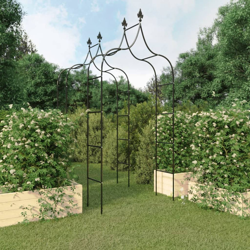 Prasad 120cm W x 38cm D Steel Arbour in Black