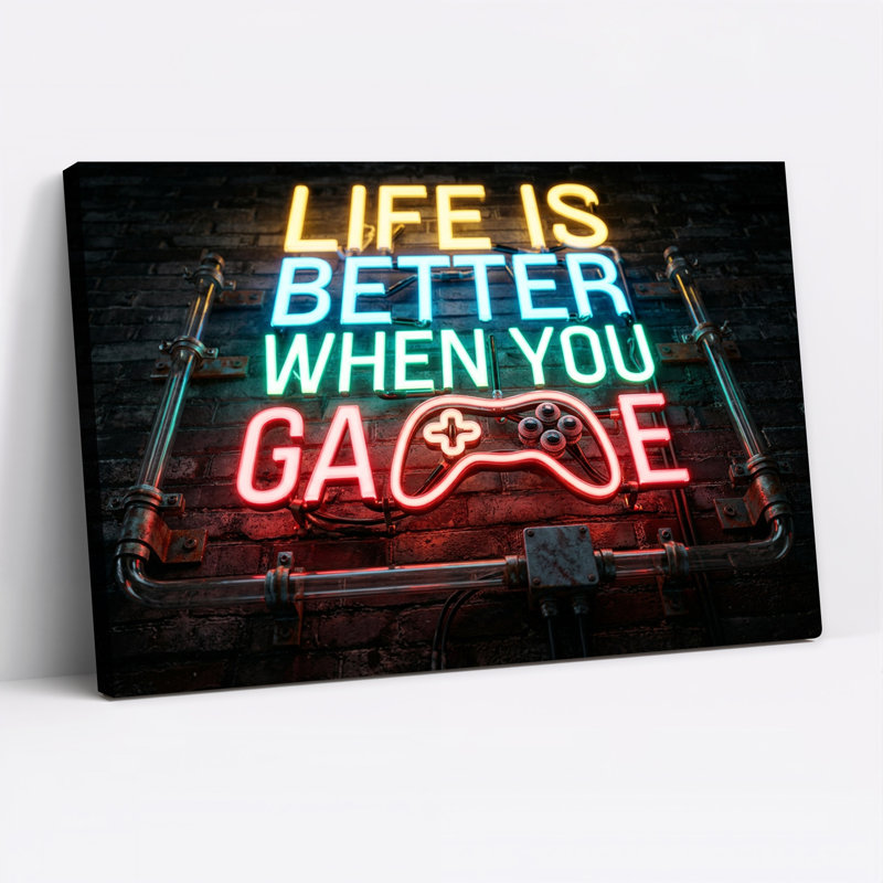 Art mural sur toile Neon Life Is Better When You, 24"H x 36"W