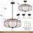 24" Black & Gold Chandelier - Outer Frame Textured Crystal Border, New Pattern! Adjustable 6-Light For Sloped Ceilings