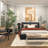 The Novogratz Canvas Textured Abstract Living Room Framed Wall Art with Tan Ribbed Curve Shapes