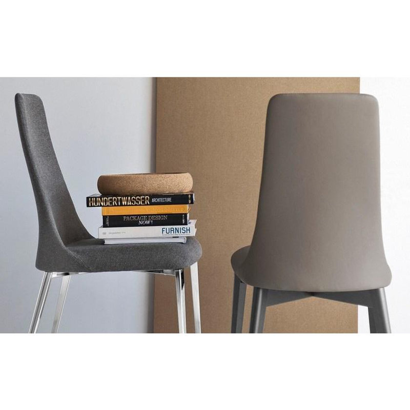 Etoile Upholstered Dining Chair with Wooden Legs, Graphite, Taupe