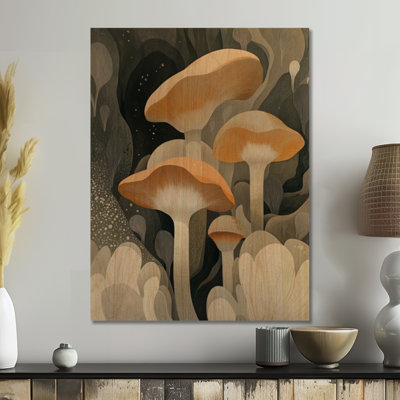 Woodland Mushroom Grove - Botanical Decorative Wood Wall Art