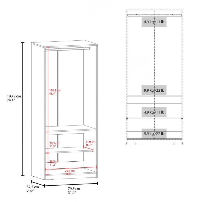 Armoire-penderie moderne autoportante Wenden