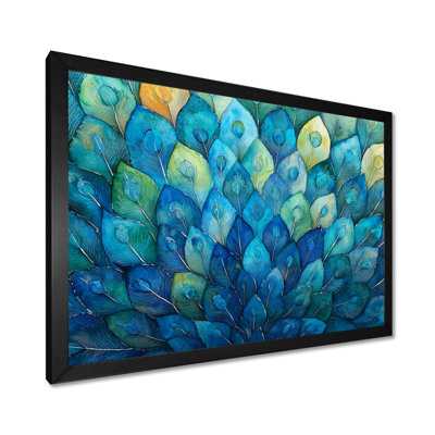Grimmett Blue And Green Peacock Feather Collage I - peacock Wall Art