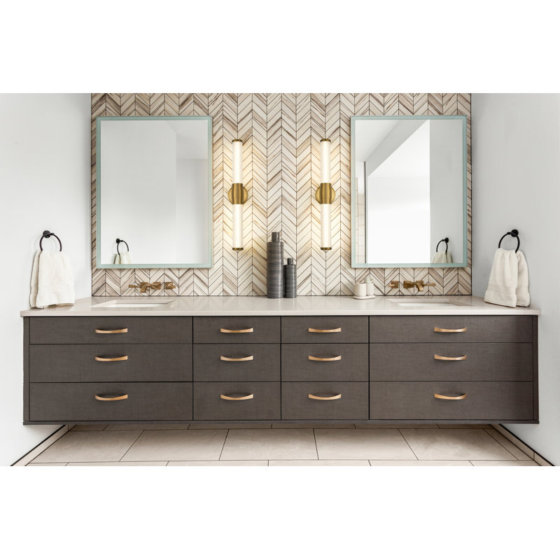 Meuble-lavabo 1 lumière 25,25 po Dunminning, Doré