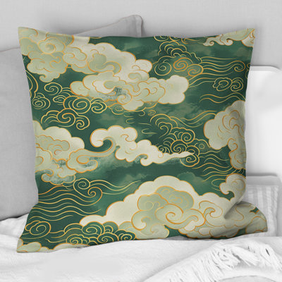 Nuage chinois blanc et vert II - coussin traditionnel chinois
