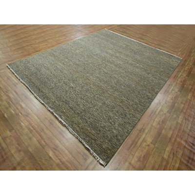 8'0" x 10'0" New Hand Knotted Brown Wool & Silk Rectangle Oriental Rug - MOA10276344