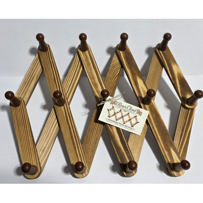 13 Peg Hand Crafted Expandable Wood Rack