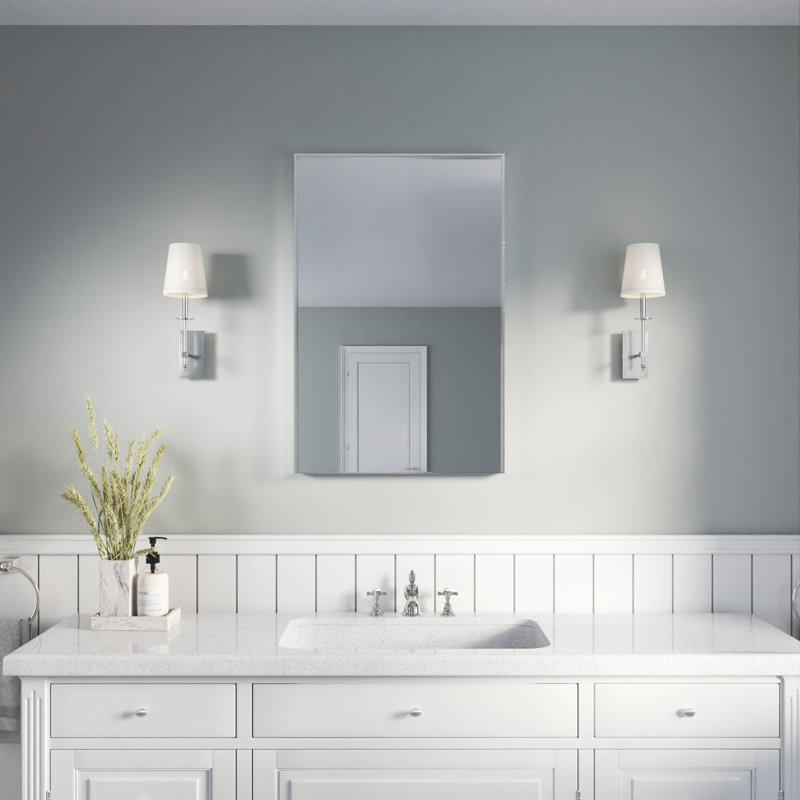 Miroir en aluminium à angle droit avec cadre en aluminium - Miroir d'appoint mural, 24 po x 36 po, Rectangle