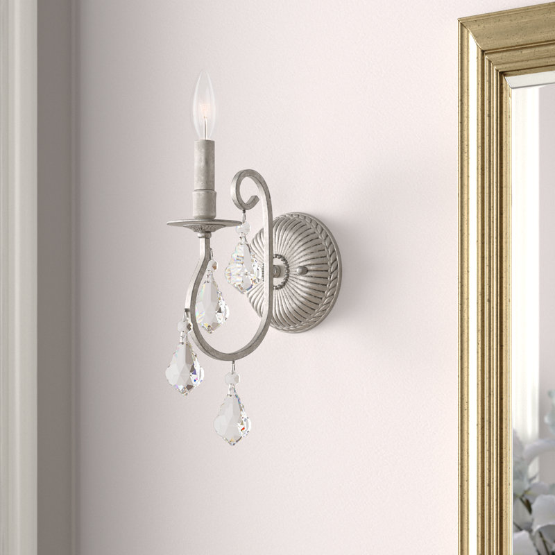 Archivaldo Candle Wall Light, Olde Silver