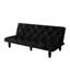 Lit en velours noir de 66 po à 2 places, réglable en fonction des besoins, structure, lit à coussins de soutien confortables se transformant gracieusement, assise confortable en bois robuste à 3 positions-1516539809
