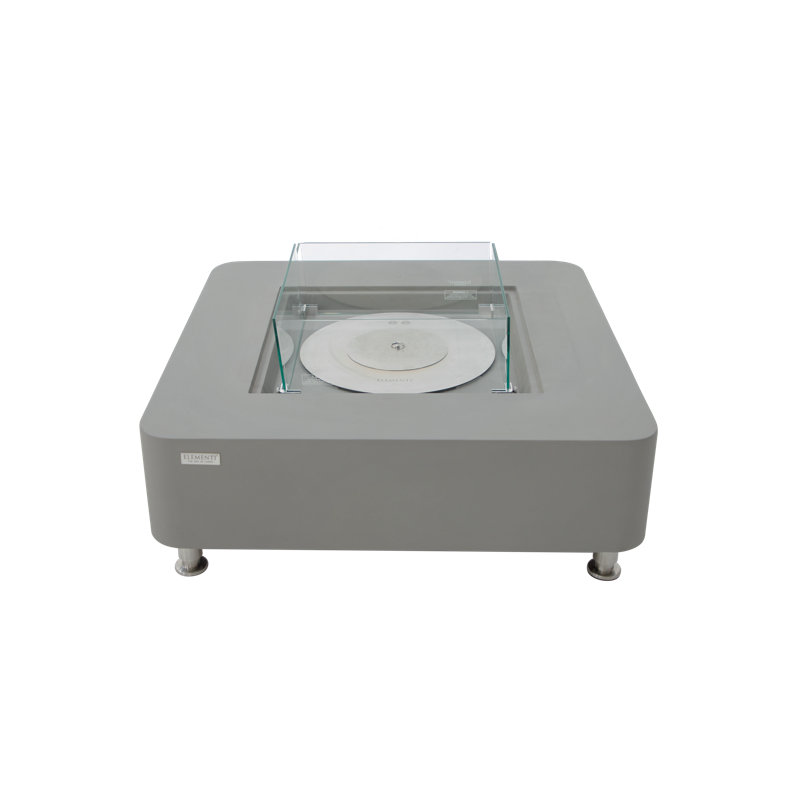 Space Gray Square Ethanol Fire Pit Table with Stainless Steel Burner