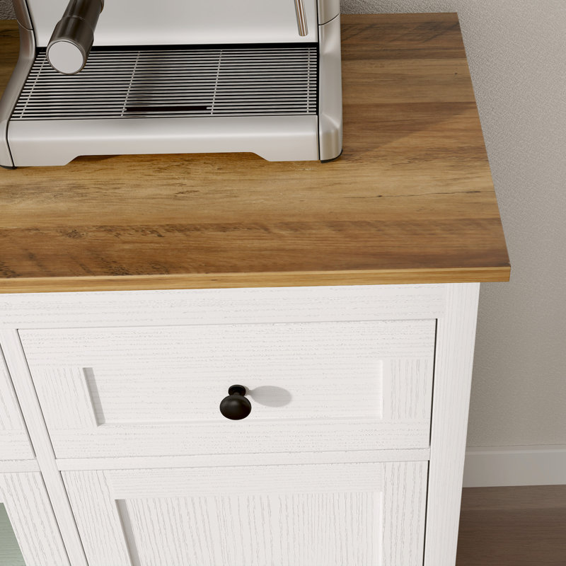 Buffet buffet, armoire à café, Blanc / Brun