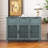 Vintage Carved Sideboard Cabinet with 3 Doors & Drawers, Farmhouse Decorative Storage Cabinet with Adjustable Shelves for Entryway, Living Room & Dining Room-1505549034
