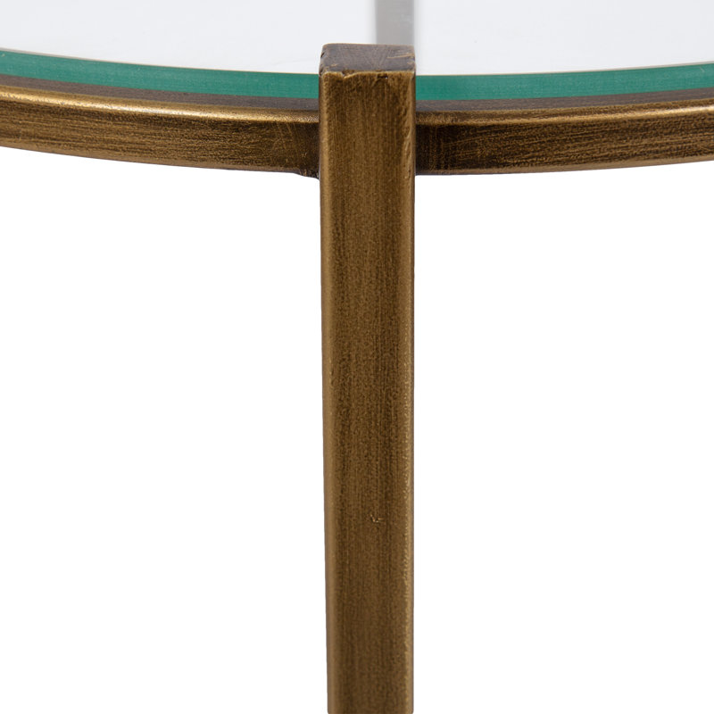 Tables gigognes en métal et verre Courville, Clear Top / Gold Base