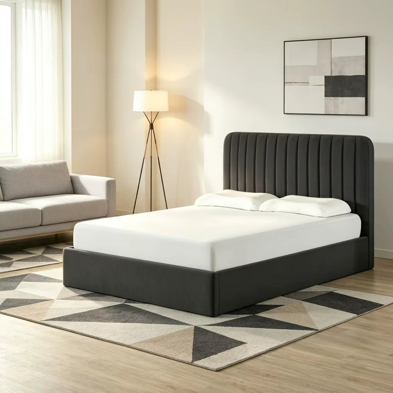 Upholstered Ottoman Storage Bed, Kingsize (5'), GREY