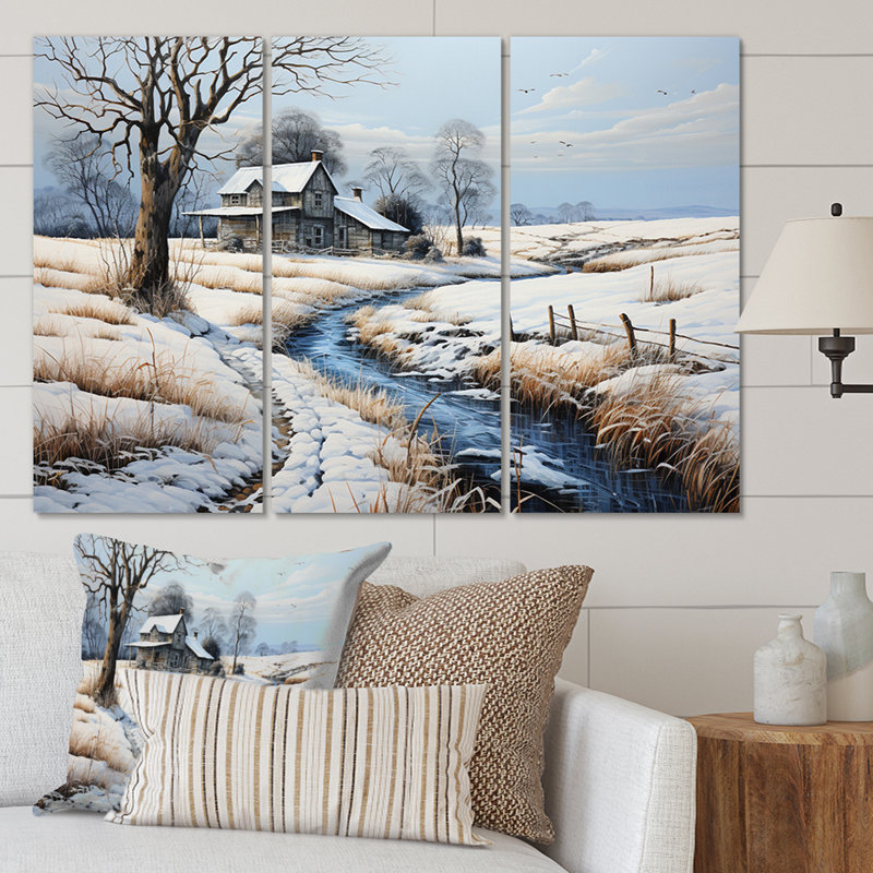 Ensemble de 3 toiles paysage paysage campagne - Patchwork II, H 32 po x l 48 po x P 1 po