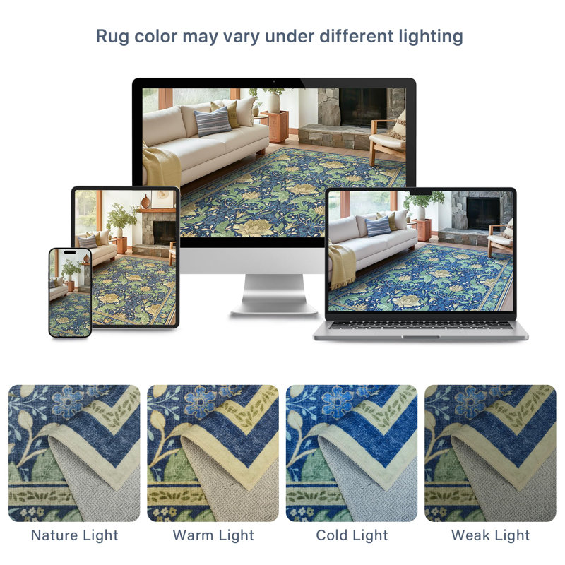 Non-Skid Machine Washable Area Rug, Rectangle 5' x 7'