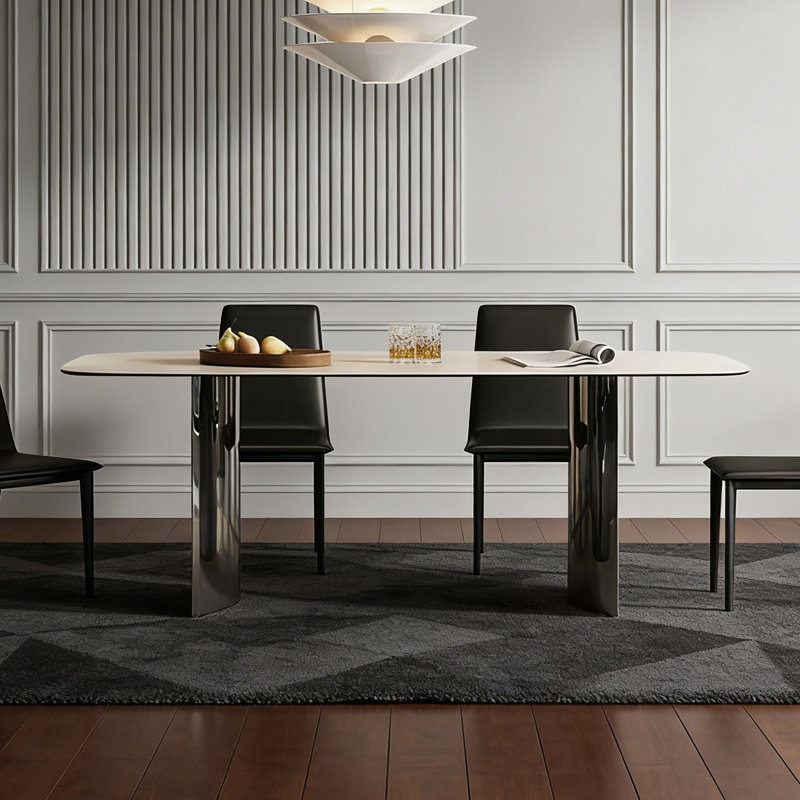 Table de salle à manger de luxe italienne légère, H 29,53 po x L 55,12 po x l 31,5 po