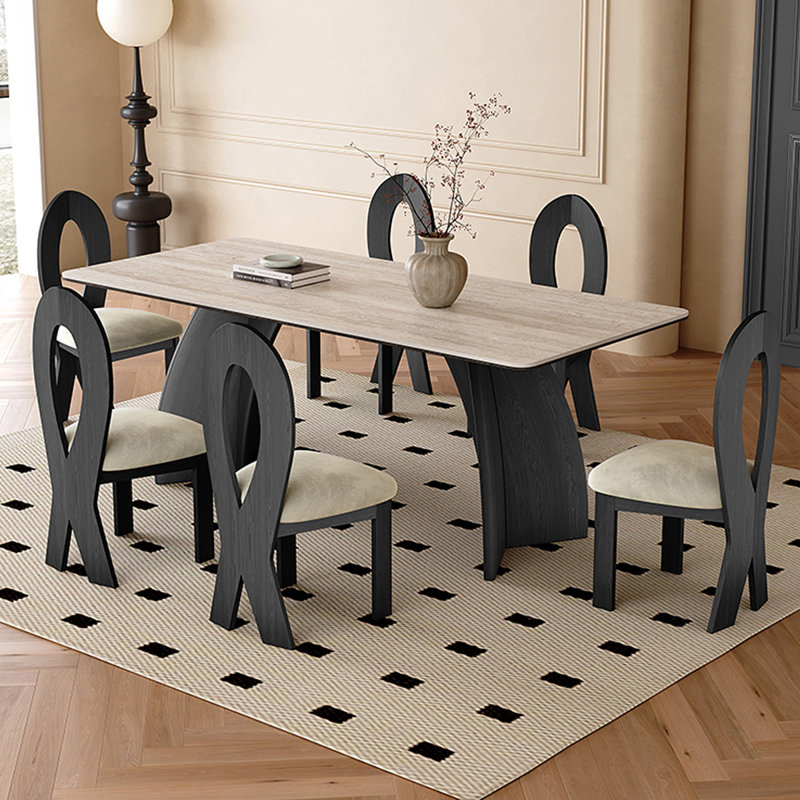 6 - Person Double Pedestal Dining Set, 29.5"H x 70.9"L x 35.4"W