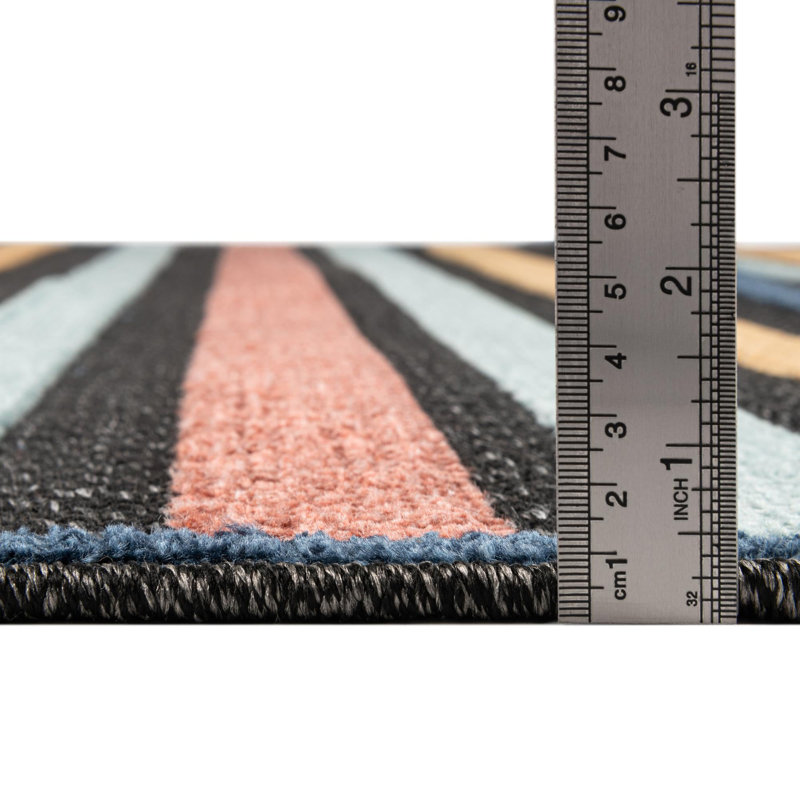 Berdy Striped Indoor / Outdoor Rug, Rectangle 2' x 3'