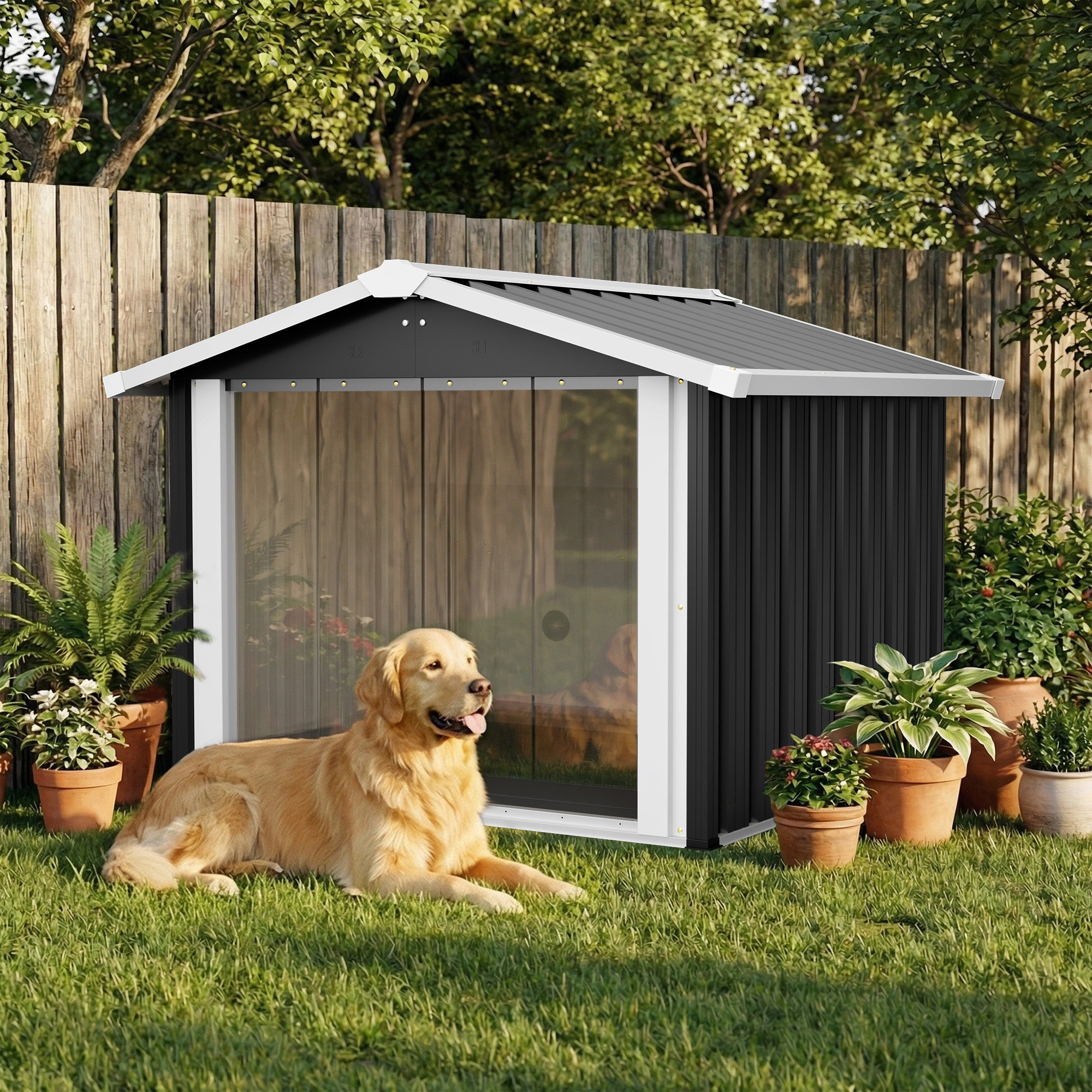 Tucker Murphy Pet™ 2-In-1 Large Metal Dog House & Storage Shed