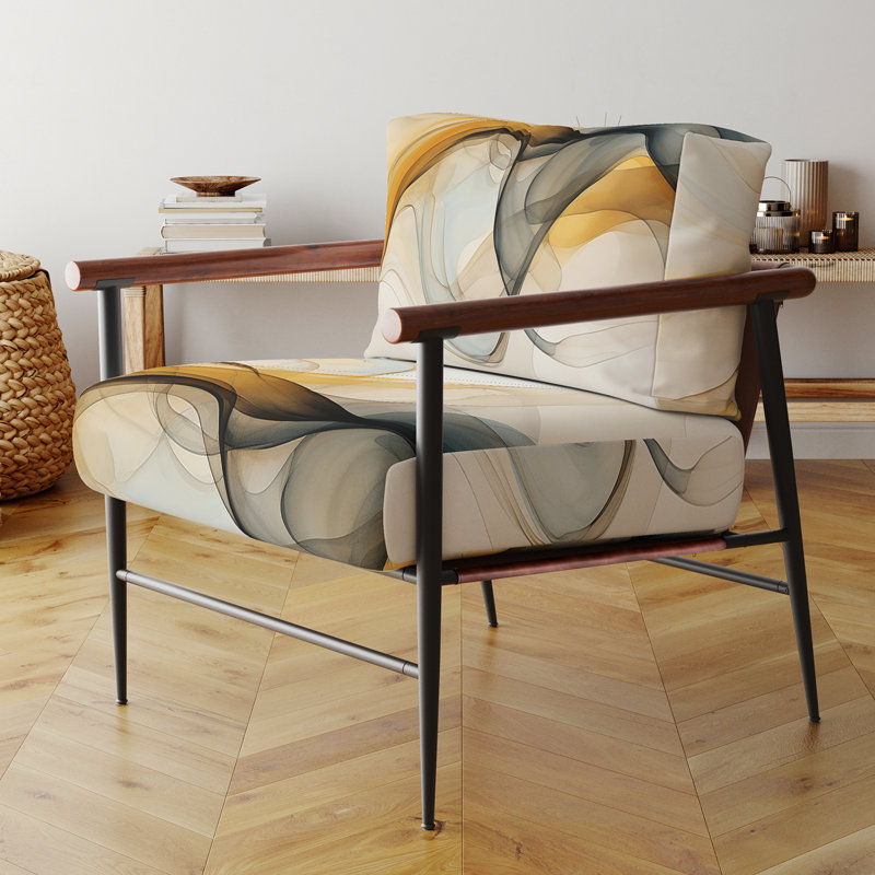 Fauteuil d'appoint rembourré Formes abstraites rembourrées Undefined Continuation, Doré
