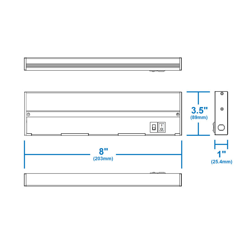 Nuc5 LED 8'' Under Cabinet Linkable Light Bar, Black