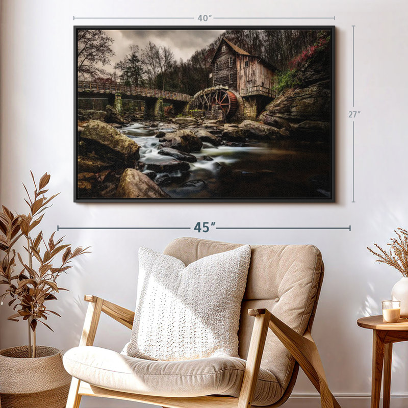 «Grist Mill At Babcock Park, reproduction sur toile», H 27 po x l 40 po
