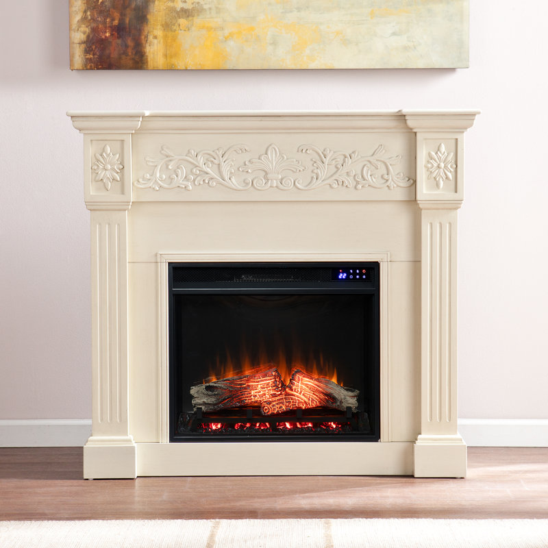 Norcott 44.5'' W Electric Fireplace, Creamy Brushed Ivory