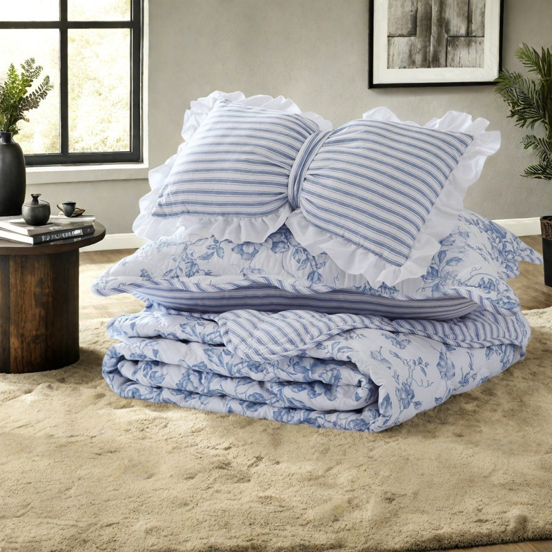 Ensembles de literie réversible, courtepointe florale en polyester doux pour la maison