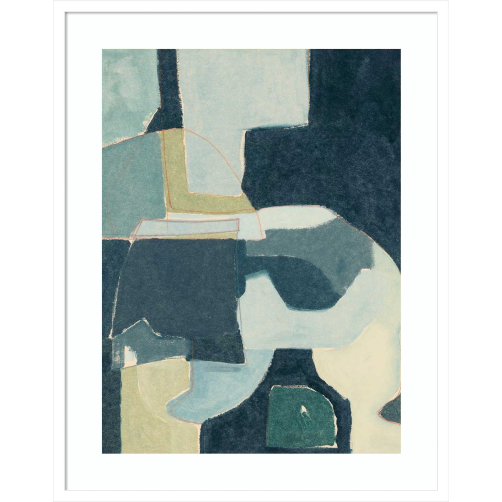 Blue Note III by Rob Delamater, White Framed, 33" H x 26" W x 1" D