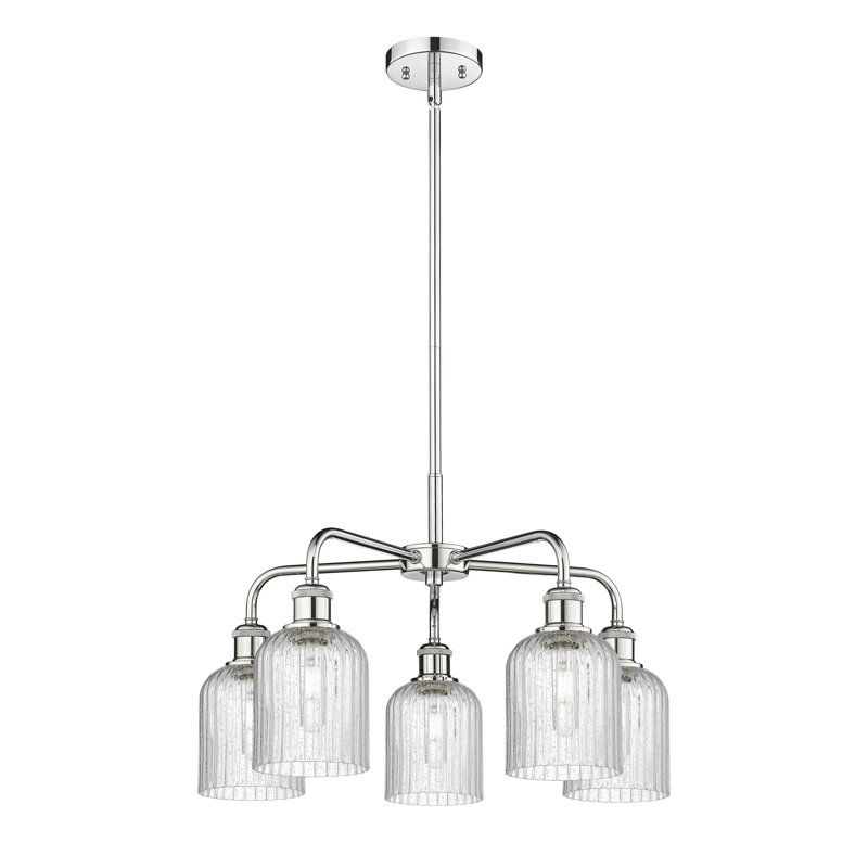 Ballston - Trig - 5 Light 23" Stem Hung Chandelier, Polished Chrome, Seedy