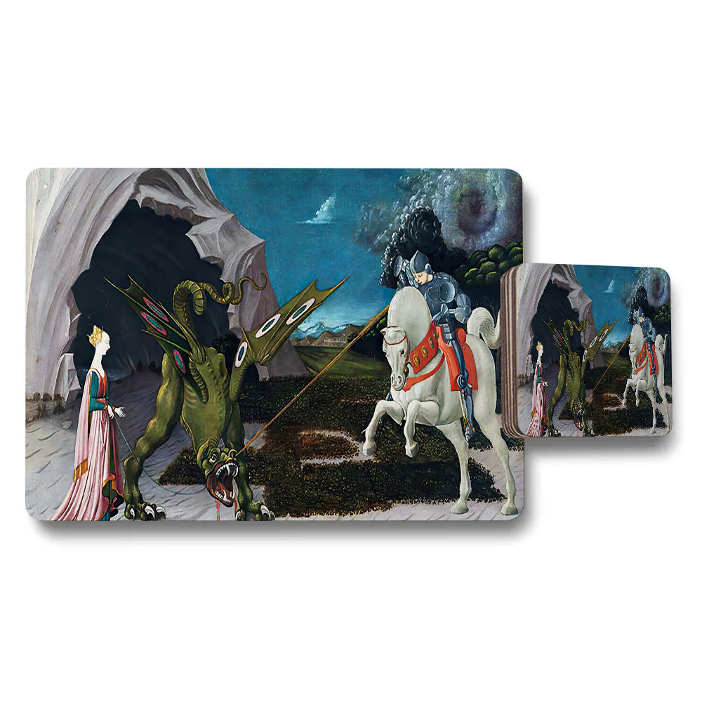 Fantasy Knight And Dragon Placemats And Coaster Set For Table Decor