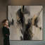 Très grand art mural imprimé sur toile - Composition abstraite abstraite de salon contemporain - "Assemblage requis (cadre non fini)"-130840541