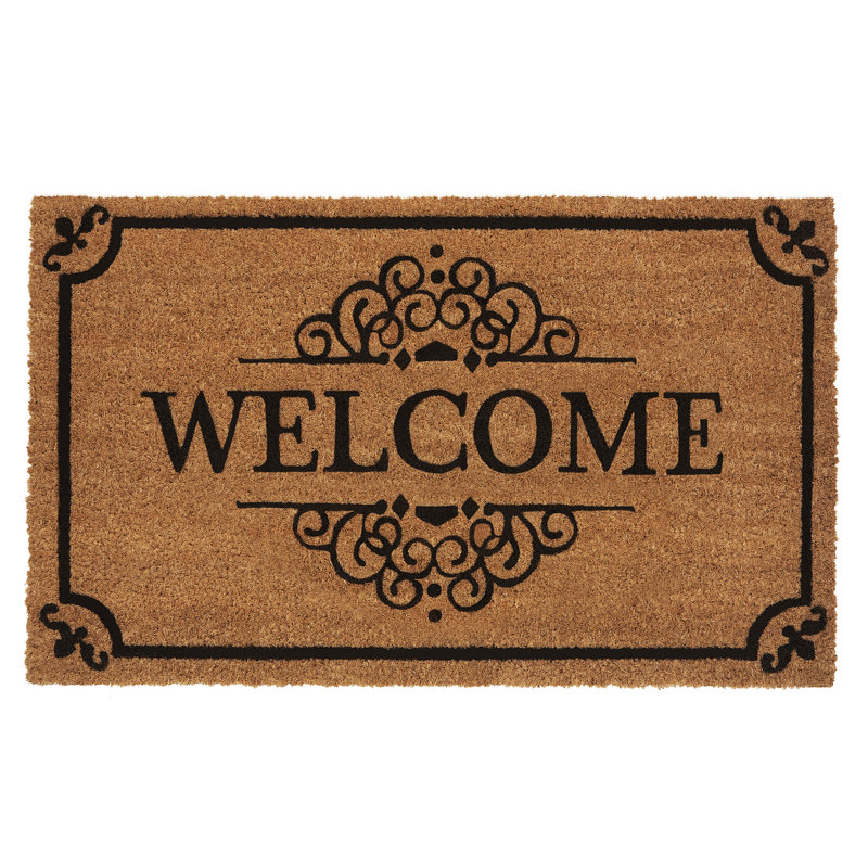 Paillasson intérieur / extérieur 30 po x 18 po Battistino, « Welcome », bordure