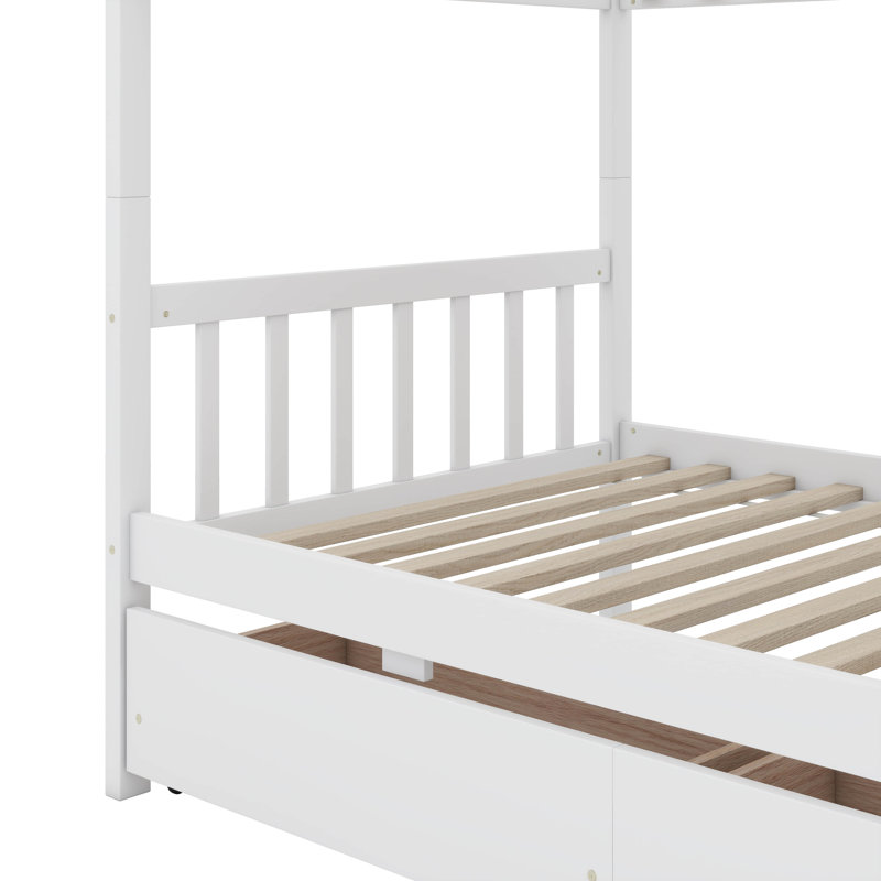 Lit superposé simple au-dessus de simple avec 2 tiroirs Design convertible polyvalent, Blanc