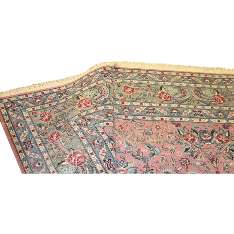High-Quality Hand-Knotted Rose And Green Area Rug