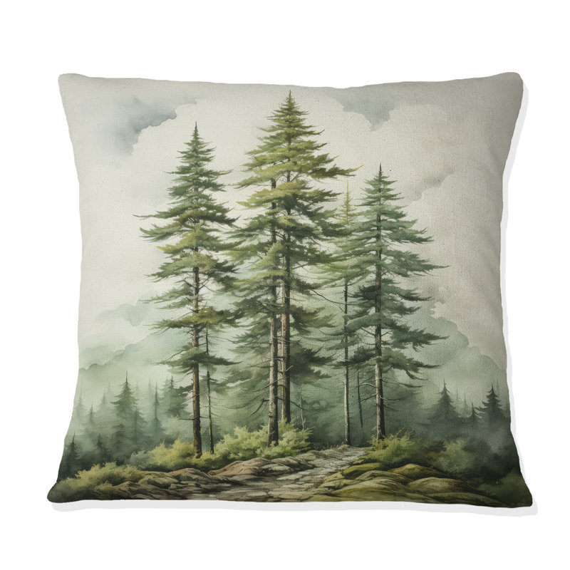 Coussin imprimé Green Pine, H 16 po x l 16 po, Carré