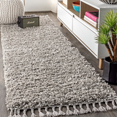 Felicdad Shag Plush Tassel Gray Rug