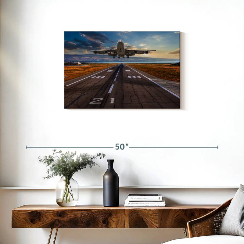Décollage de l'avion Mehar, H 20 po x l 30 po
