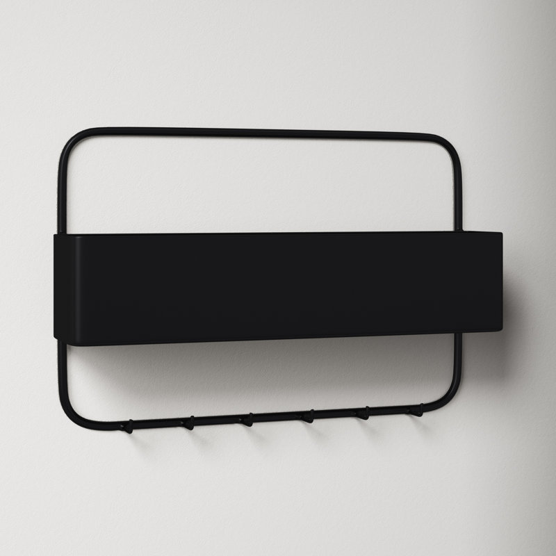 Metal Wall Mail Organizer with Key Hooks