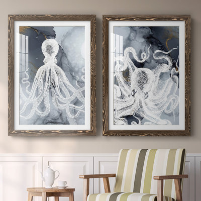 «Octopus Ink I», reproduction encadrée de qualité supérieure - prête à être accrochée