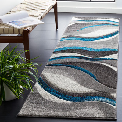 Duboistown Abstract Gray/Turquoise Area Rug